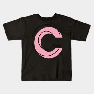 C Letter Initial Monogram Modern Pink Linear Kids T-Shirt